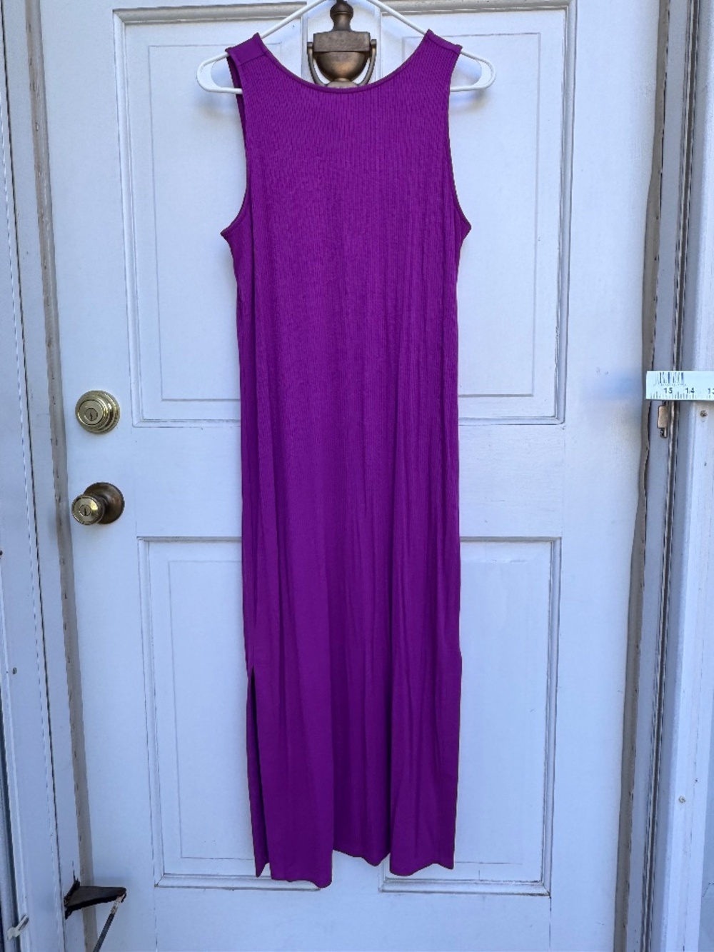 LOFT Size Small Magenta Ribbed Maxi Dress Twist Back Keyhole Stretch Vacation
